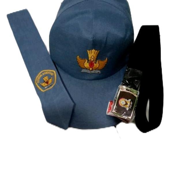 Paketan Topi+Dasi+Sabuk Sekolah Tingkat SMA SMP Negeri Logo Bordir Komputer Putra Putri