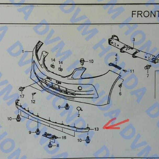 Karet Spoiler Bumper Depan Original Brio 2012 - 2018