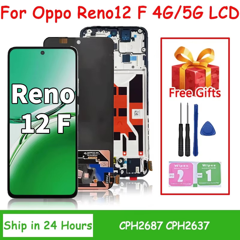 6.67"Super AMOLED For Oppo Reno12 F 4G LCD CPH2687 Display Touch Screen Digitizer For Reno 12F 5G