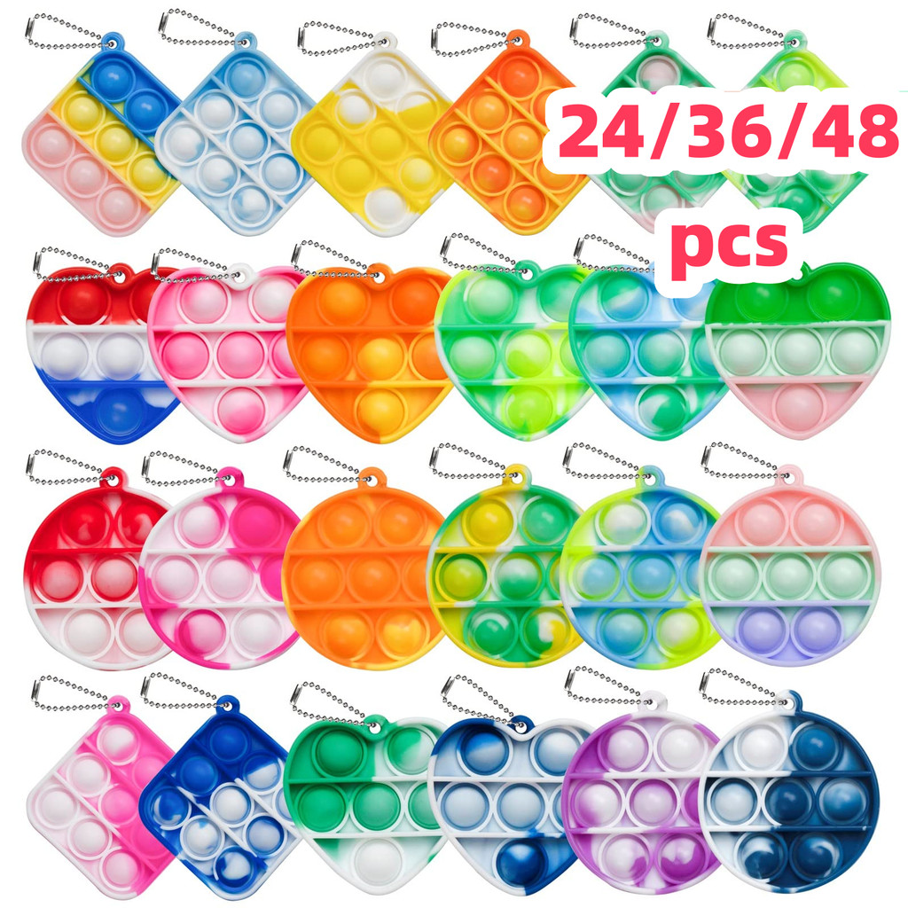 24/36/48 Pop Fidget Toys Bulk Its Party Favors for Kids Mini Pop Keychain It Fidget Toy Small