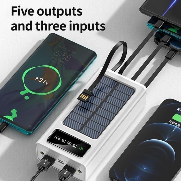 50000/100000 mAh Powerbank Robot Power Bank Solar Cell Tenaga Surya Portable Led Indikator