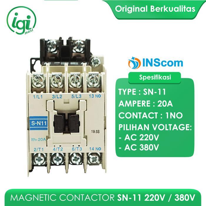 JJ880 MAGNETIC CONTACTOR SN-11 220V 380V / AC KONTAKTOR SN 11 220VAC 380 VAC DISKON
