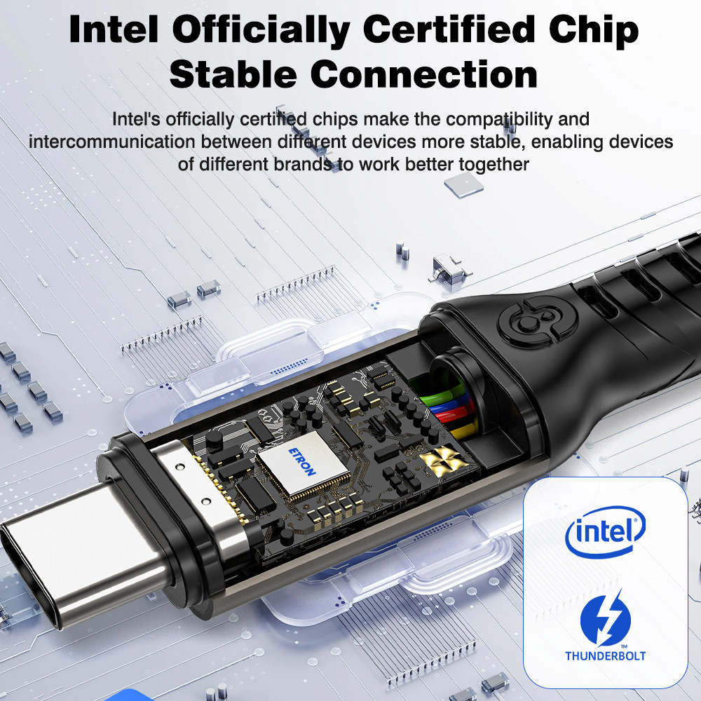 UGOURD 80Gbps Thunderbolt 5 Cable Certified Chip USB-C Thunderbolt5 2m 0.3m 120Gbps 240W 16K for
