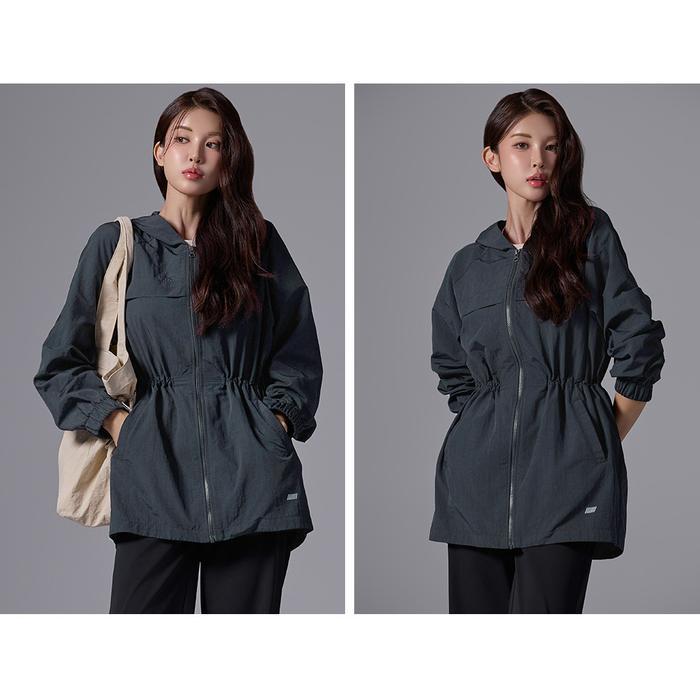 Ready [Minne] Stl Flap Hoodie Match Up Woven / Jaket Stl Hoodie Wanita