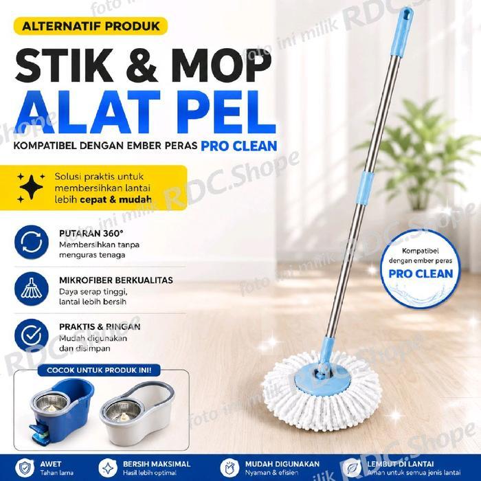 Terlaris Alternatif Stik Spin Mop Untuk Proclean. Refil Mop Proclean, Alat Pel. Refil Microfiber