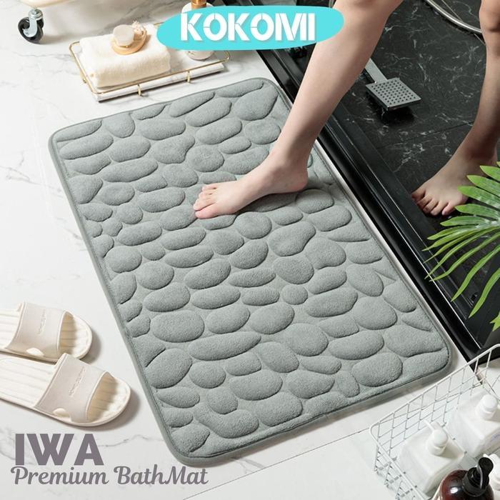 KOKOMI Premium Keset Memory Foam IWA Keset Kamar Mandi Tebal Bathroom Mat Memory Foam Tebal Keset