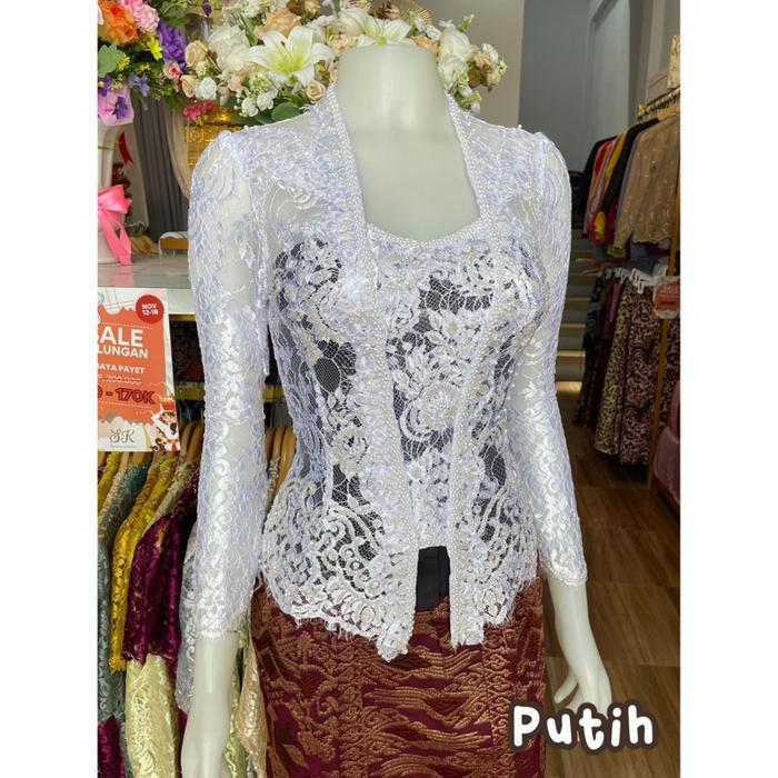 Asa - kebaya saja - kebaya bali jadi mix tile payet - Putih, Xxl