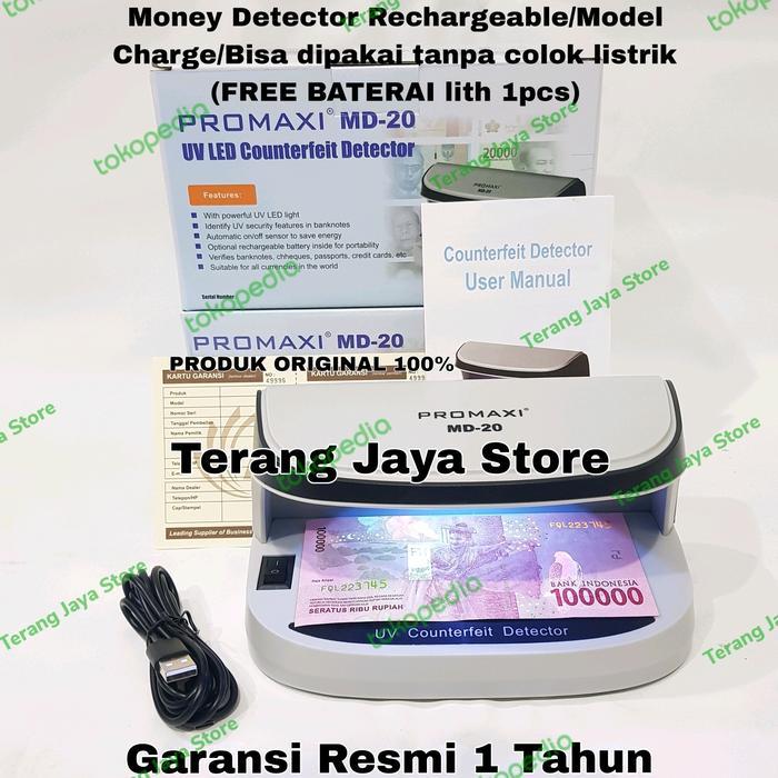Terlaris Money Detector Promaxi MD-20 Lampu UV Deteksi Uang Kertas Promaxi MD20 UV Lamp Detector