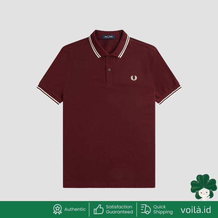 Voilaid Twin Tipped Polo Shirt Oxblood/Ecru/Ecru - Red, M