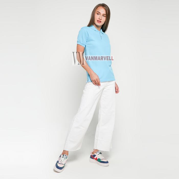 Kaos Polo Shirt Polos Soft Blue - Kaos Polos Berkerah Biru Muda