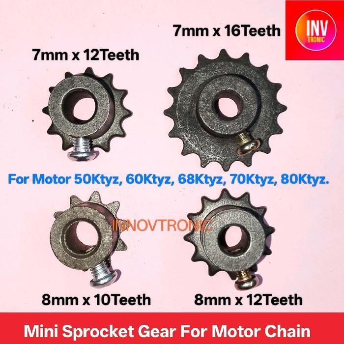 Mini Sprocket Gear For Motor Chain 7Mm, 8Mm Shaft 10,12,16 Teeth 50Ktyz 60Ktyz 68Ktyz 70Ktyz 80Ktyz