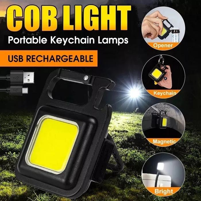 Senter Mini COB LED Recharge Carabiner Keychain Led Magnetic COB