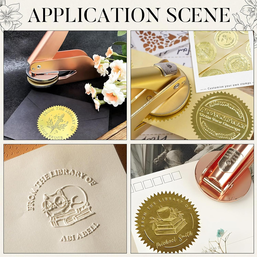 LOGO Book Embosser Stamp, Personalized Wedding Embosser Stamp From the Library Of for Book Business