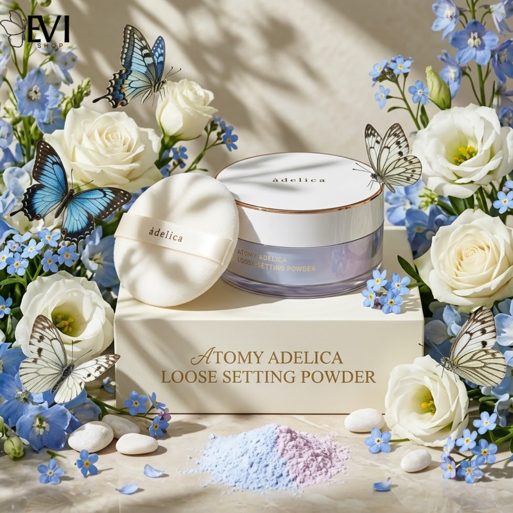 Atomy Adelica Loose Setting Powder 12gr | Bedak Tabur Unik 2 warna | Bedak dengan riasan alami