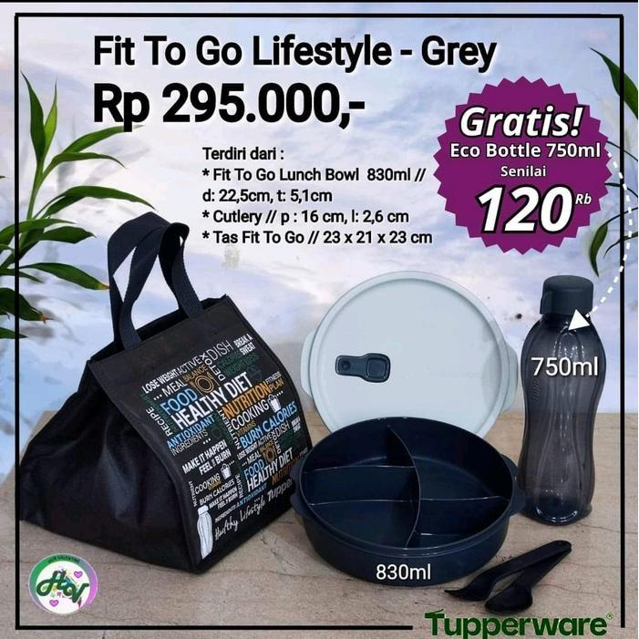 TERLARIS fix to go Tupperware dilengkapi dengan tas Bulat READY