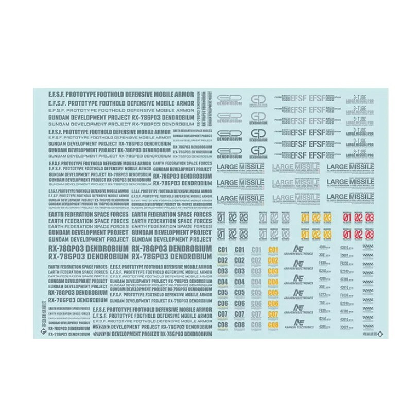 Artisans Club Decal HG028 for HG 1/144 RX78 GP03D DENDROBIUM ORCHIS Standard Color ter Sticker DIY