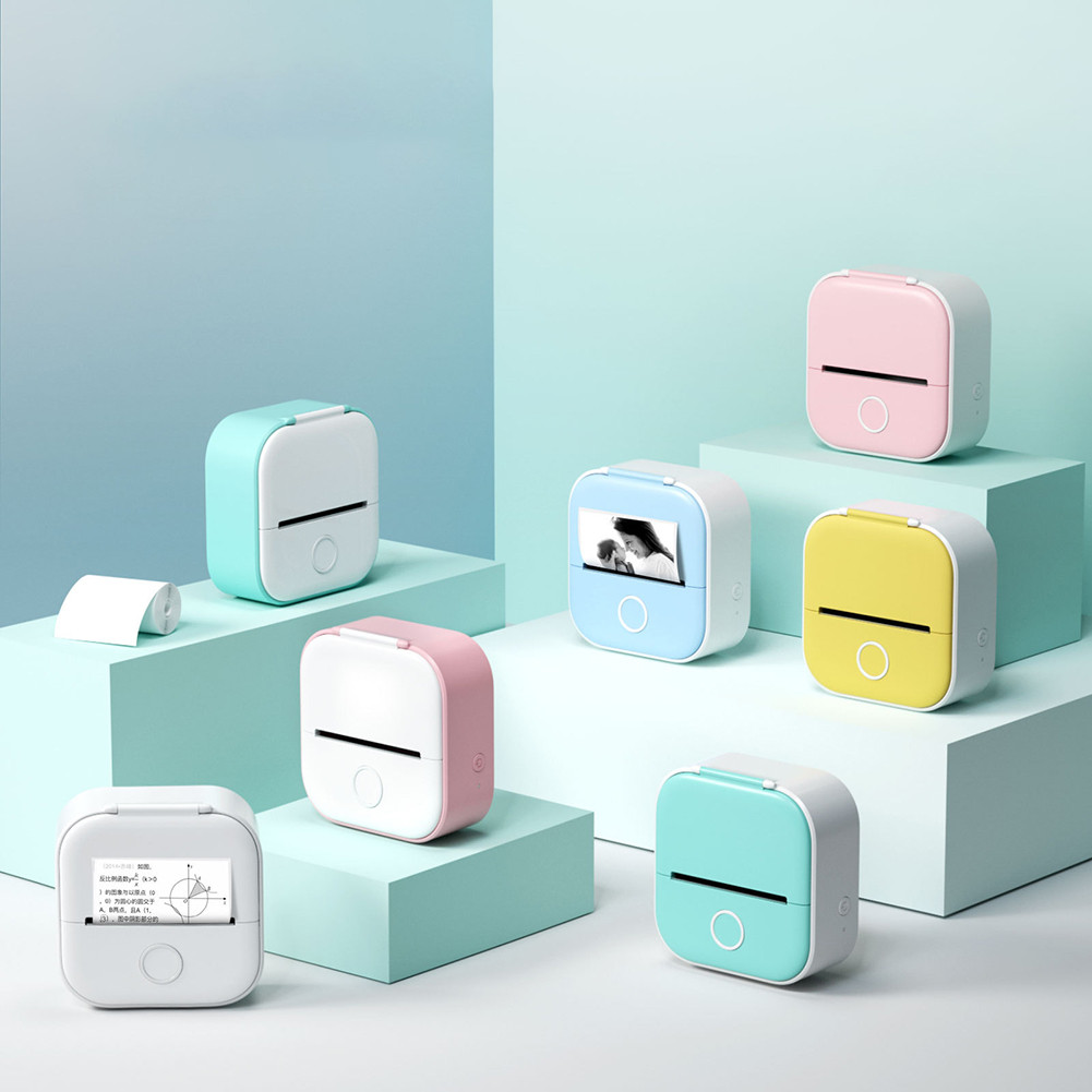 Mini Pocket Printer Portable Bluetooth-Compatible Thermal Printer Inkless Sticker Printer