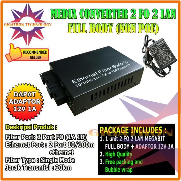 Joyfull- Media Converter 2 Fo 2 Lan Switch Fiber Optic Htb 2 Sc 2F2E 10/100Mbps [Kode 1Kode 2Kode