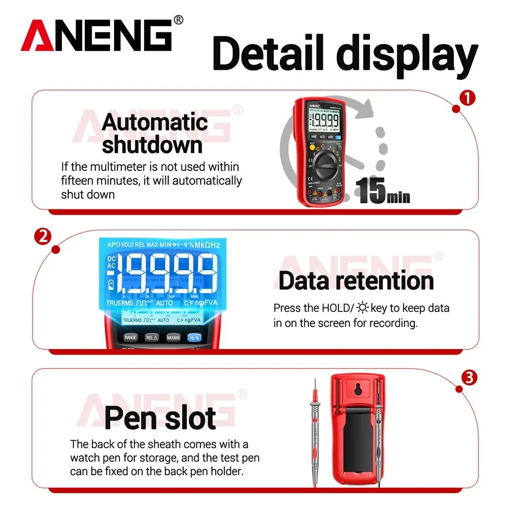 ANENG AN870 Smart Multimeter Digital Profesional 19999 ounts A Voltage Tester urrent NV apaitane