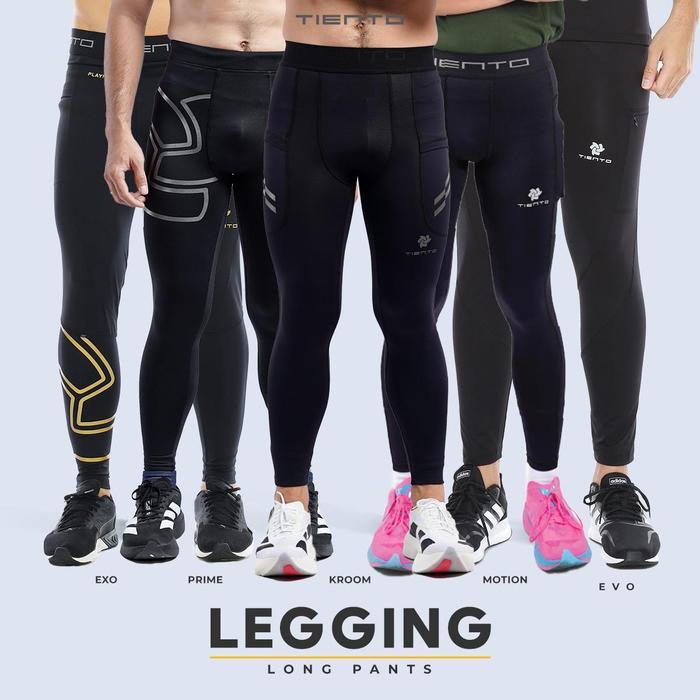Tiento Baselayer Leging Celana Panjang Ketat Olahraga Pria Legging Sport Long Pants Exo Series Bola