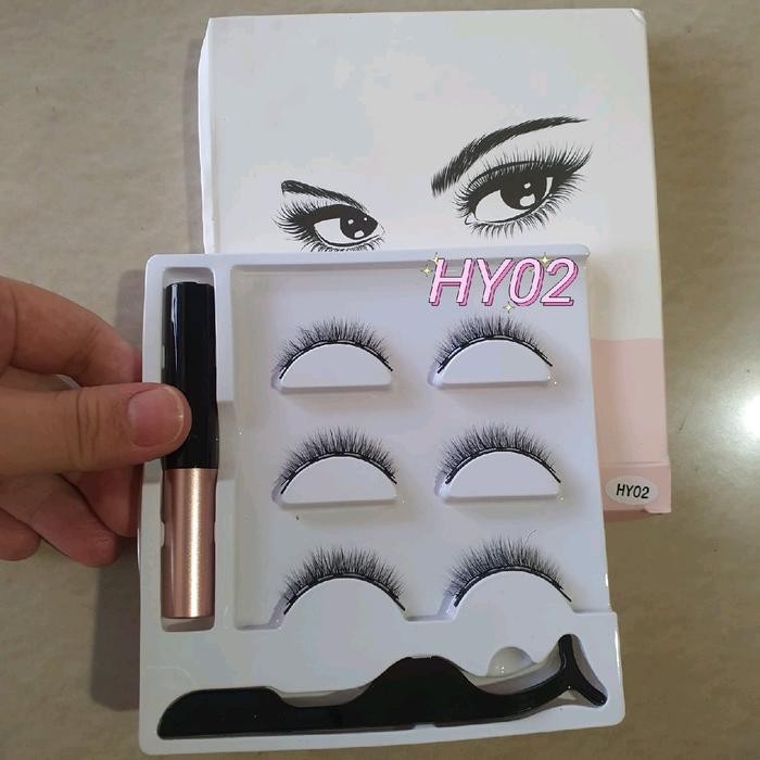 Bulu mata magnet 3pairs . Bulu mata 3D magnet eyeliner