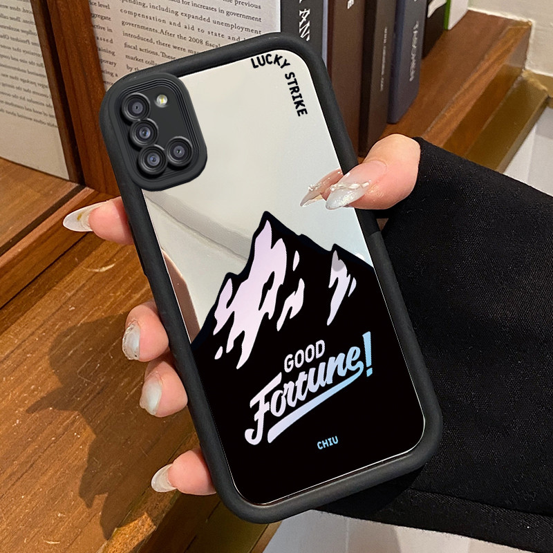Casing Hp Untuk Samsung Galaxy A31 Case Pemandangan gunung Kasing Mirror Cesing Akrilik Silikon Soft
