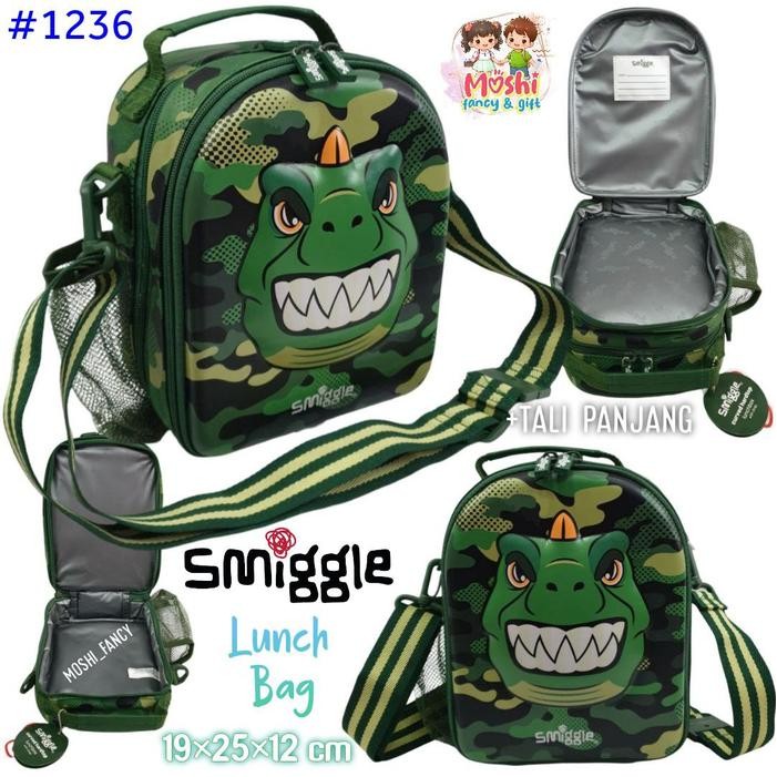 TERLARIS Tas Smiggle Double Decker Motif Dino Tali Panjang / Tas Bekal Smiggle Motif Dinosaurus /