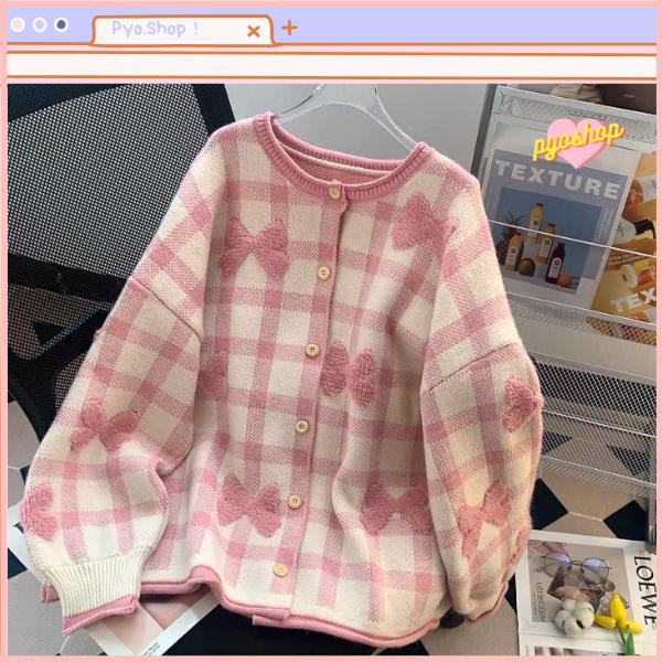 PYOSHOP - Cardigan Oversize Knitwear Premium Model Pita Besar Wanita Pastel