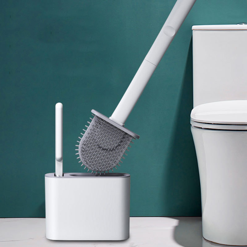 Silicone Toilet Brush Cleaning Brush Flat Head Flexible Wall Mounted Toilet Bowl Cleaner Brush