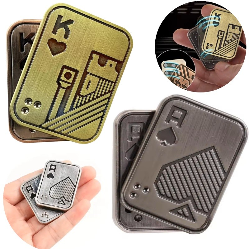 Poker A And K Metal Push Poker Card Fingertip Gyro Toy Decompression Metal Two-Layer Poker Card