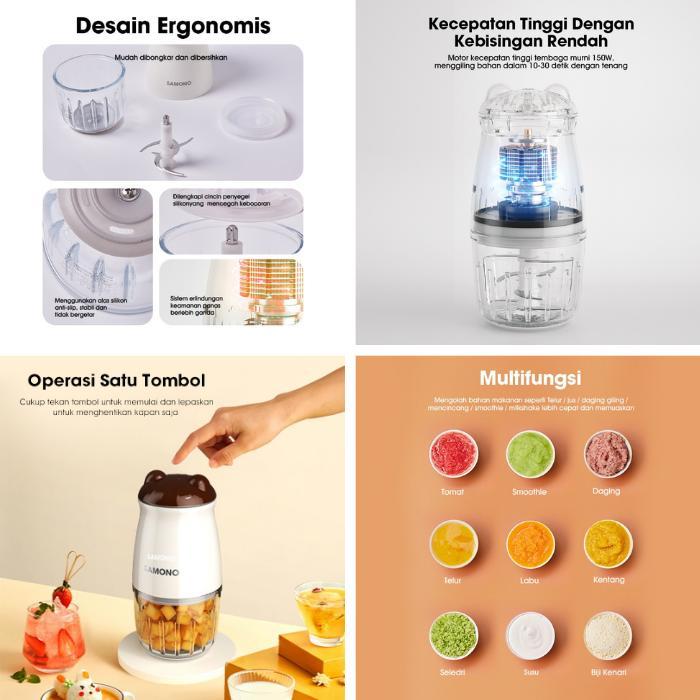 Food Chopper Mini Kaca Blender Mpasi Coper Bumbu Choper Copper Samono Pisau Stainless