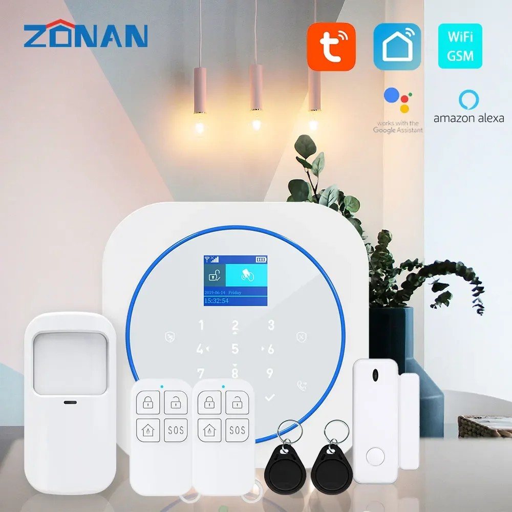 Tuya Smart WIFI GSM Security Alarm System Works With Alexa Home Burglar Motion Detector Smoke Door W