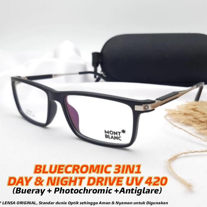 mahardika FRAME KACAMATA ANTI RADIASI PHOTOCROMIC MINUS PRIA BLUECROMIC NETRAL