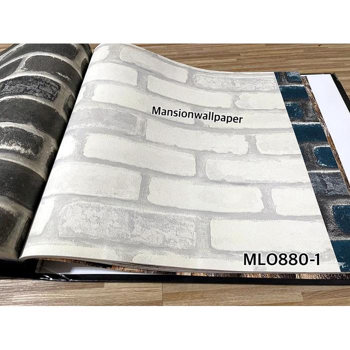 Wallpaper Dinding Batu Bata Alam Natural Putih Abu Merah Coklat Hitam