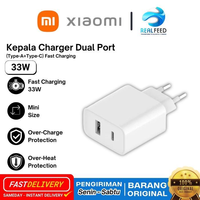 XIAOMI MI 33W WALL CHARGER TYPE A + TYPE C CHARGER KEPALA HP ORIGINAL