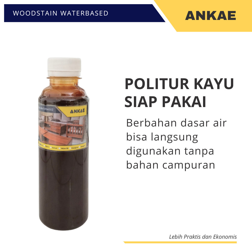 Cat Politur Kayu Pakai Air 250ml Politur Waterbased Plitur Kayu Siap Pakai Pelistur Kayu Jati Mahoni
