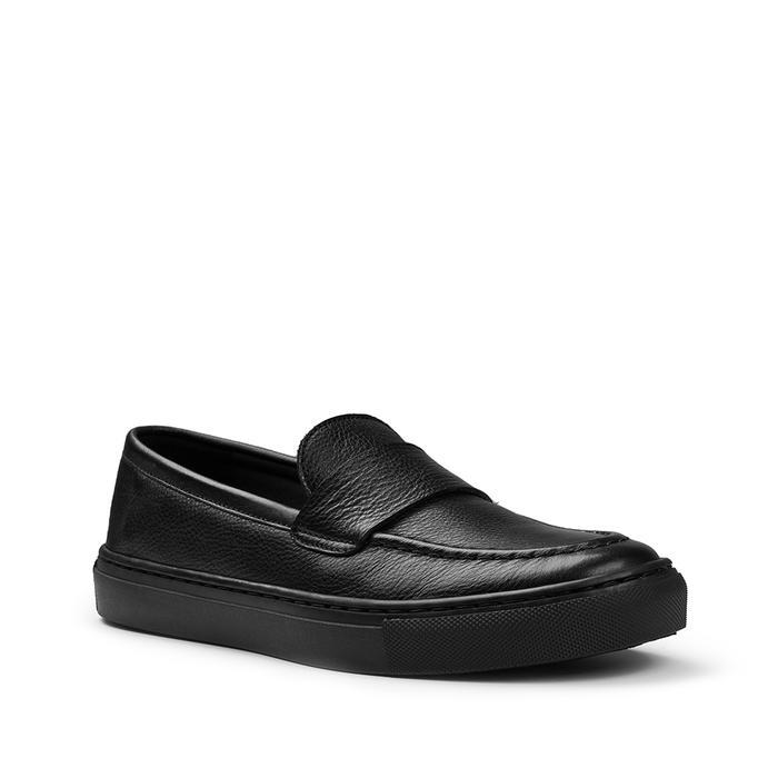 mgx1- Prabu - Samudra Black Sepatu Slip On Sneakers Kulit Pria Hitam