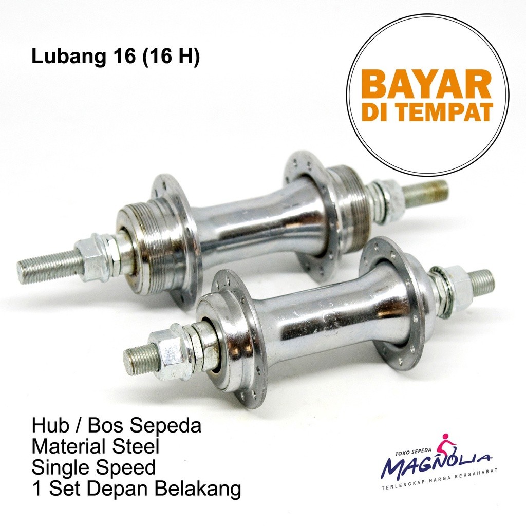 Hub Bos Depan Belakang Sepeda Sepedah MTB Lipat Gunung Onthel Mini Lubang 16 Steel - 1 Set