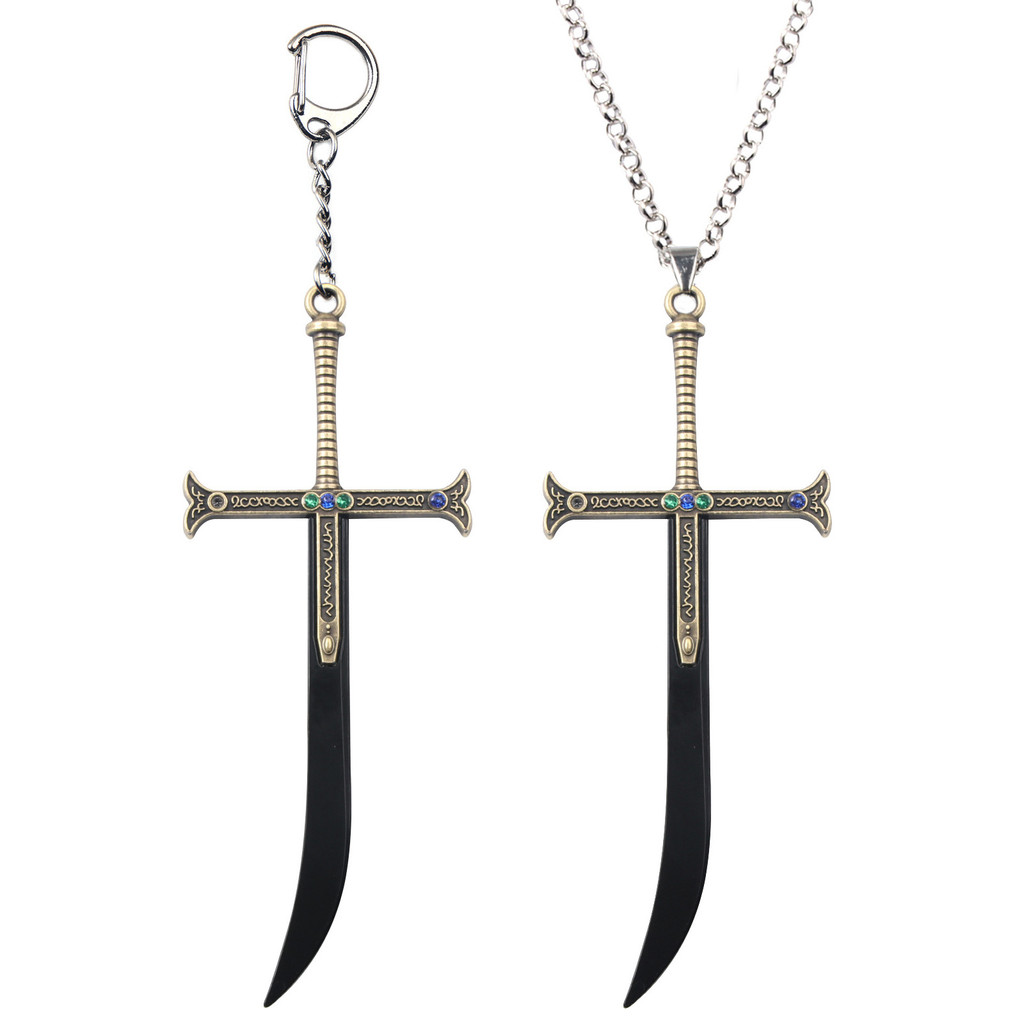 Dracule Mihawk Sword Weapon Keychain/Necklace Cosplay El Pendant Keyring For Men Fans Charm Jewelry
