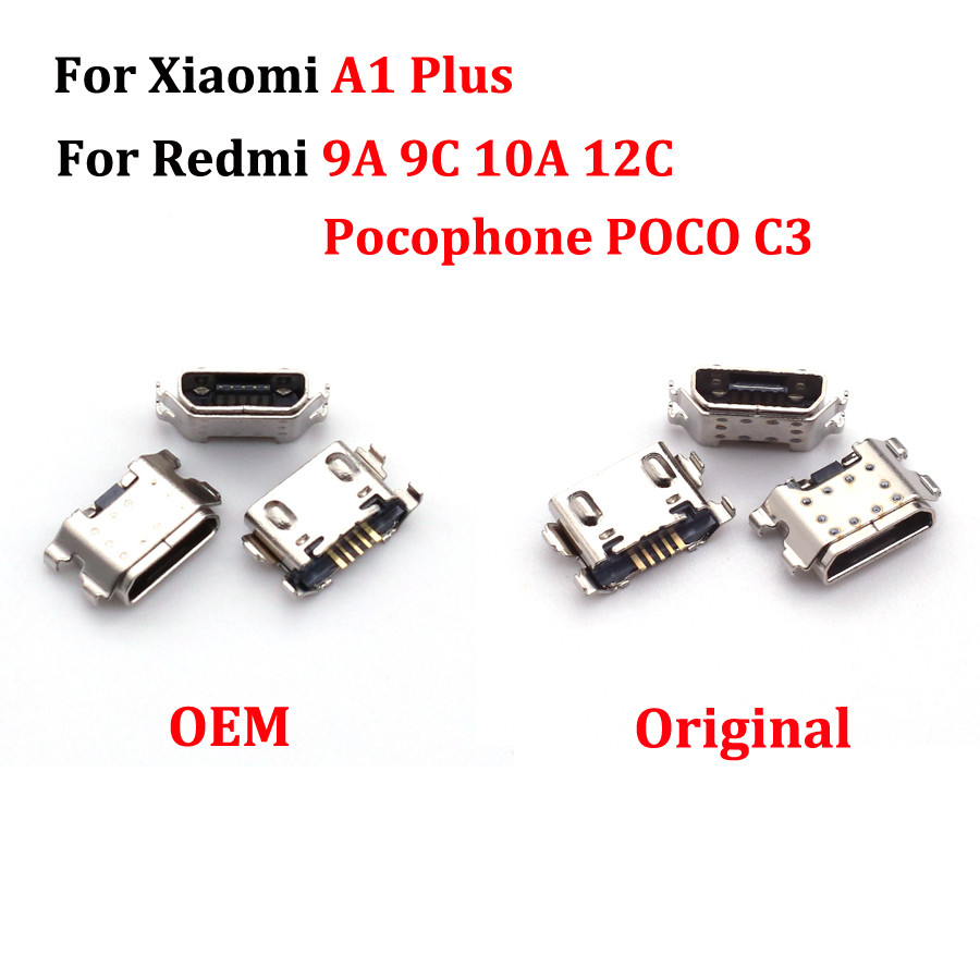 10-50Pcs Original Usb Jack Charger Port Socket For Xiaomi A1 Plus Redmi 9A 9C 10A 12C Pocophone Poco