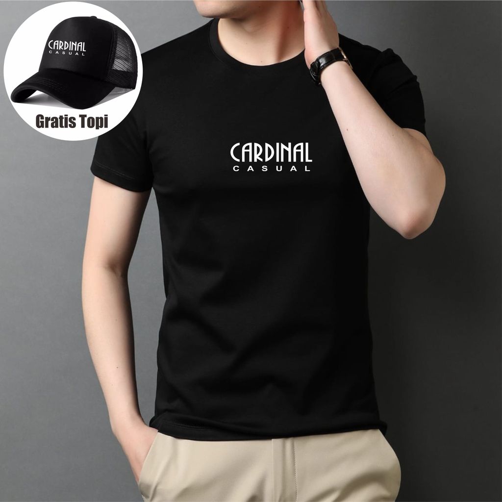 Kaos distro cowok Cewek cardinal casual x putih ( Gratis topi ) Cutton Combed 100% / Kaos distro / k