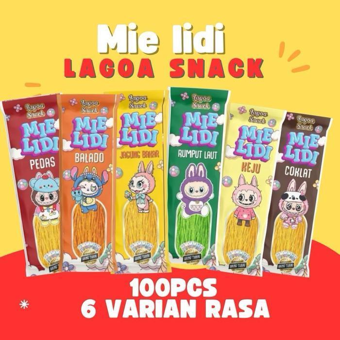 TERBATAS 100 Bungkus Mie lidi Karakter Labubu 6 Rasa cemilan food snack makanan ringan ide usaha