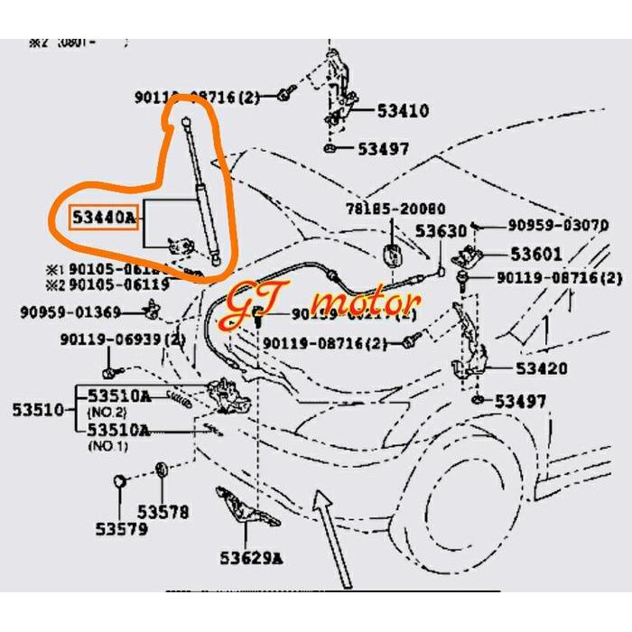 Shock Kap Mesin Harrier '2003-2010
