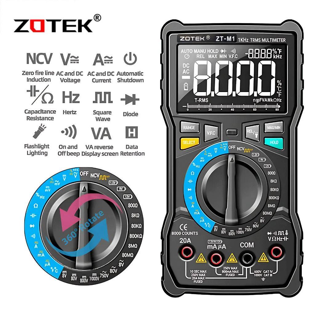 Zotek ZT-M1 Multimeter Digital Auto Manual True RMS Triple Display Battery Tester NCV VFC Original