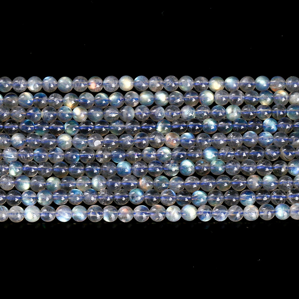 7A Natural Stone Gray Moonstone Beads Loose Spacer Labradorite Gemstone Bead for Jewelry Making DIY