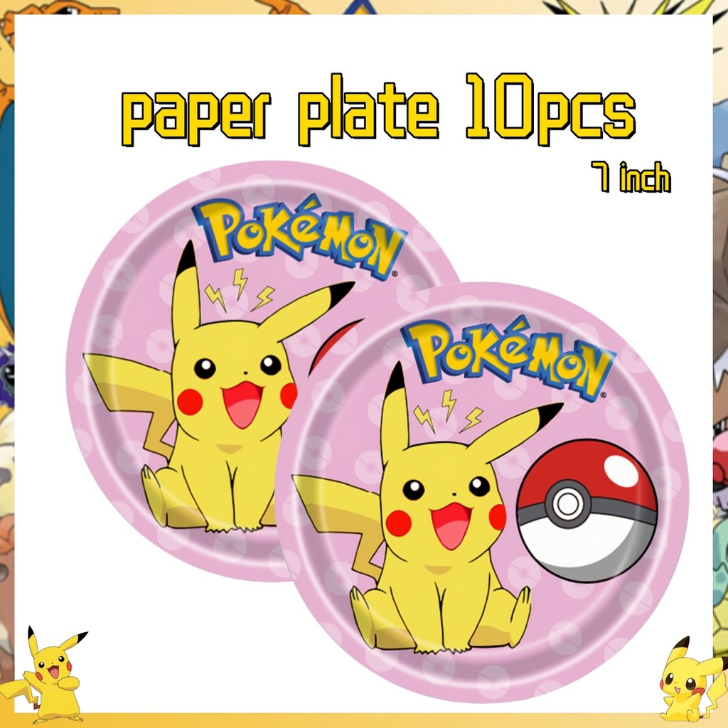Pink Pokemon Birthday Party Decoration Disposable Tableware Set Pikachu Tablecloth Cup Plate Baby