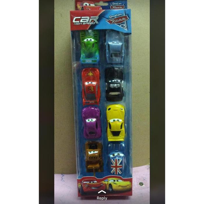 MAINAN FIGURE CARS ISI 8PC RACE SPEED MOBIL BALAP MCQUEEN BOX PLASTIK HIGH
