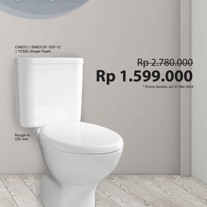 CLOSET KLOSET TOILET DUDUK TO CW 637 J CW637J COMPLETE SET WHITE