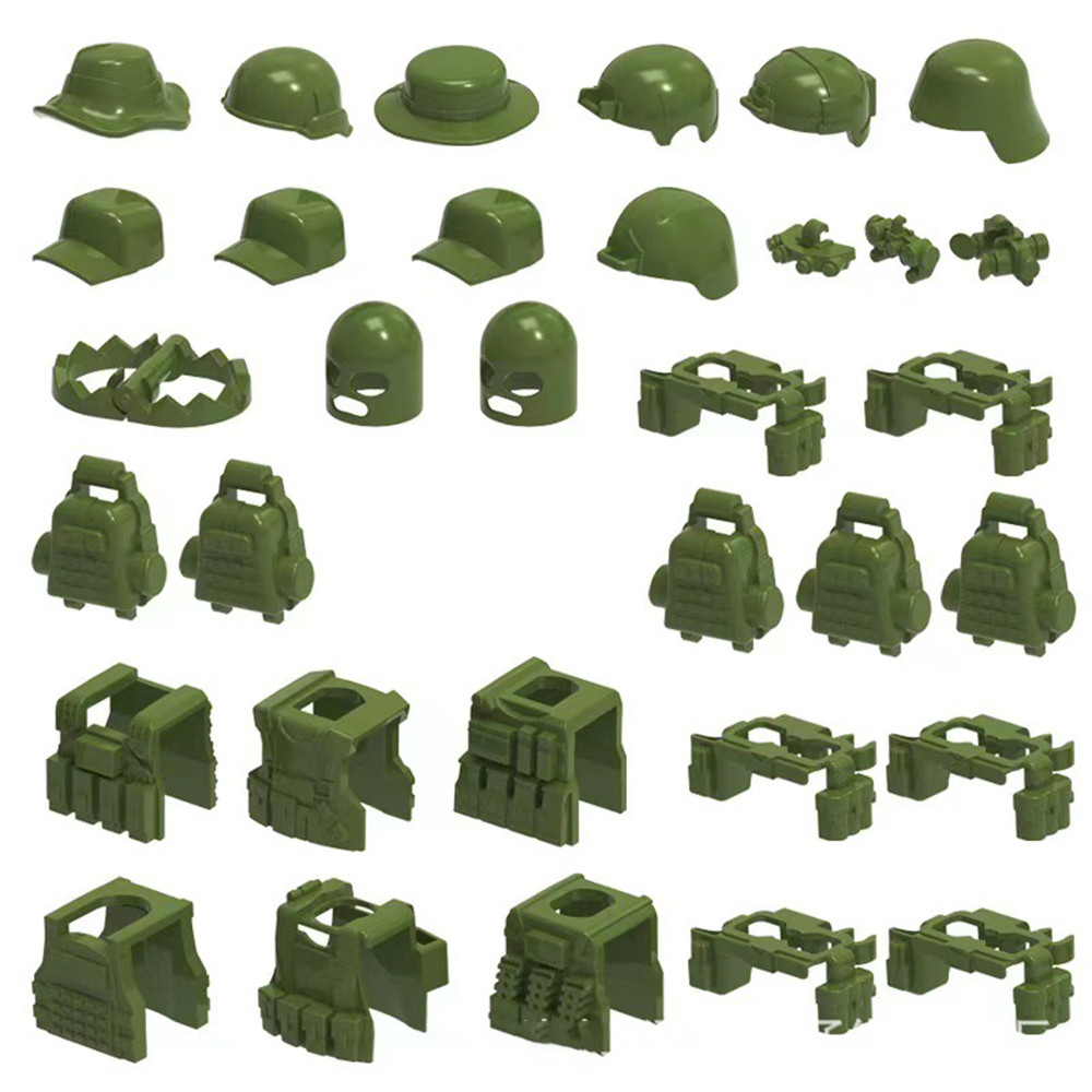 WW2 Soldier Figure Building Blocks Set M252 Mortar Gatling Heavy Machine Browning Bricks Assembled