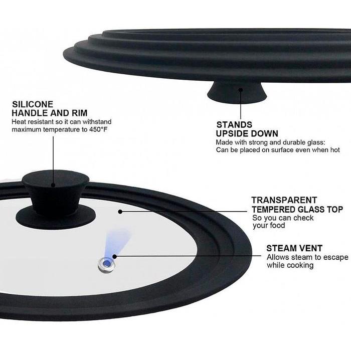 Idealife Tutupan Panci Idealife Multi Size Glass Cookware Lid